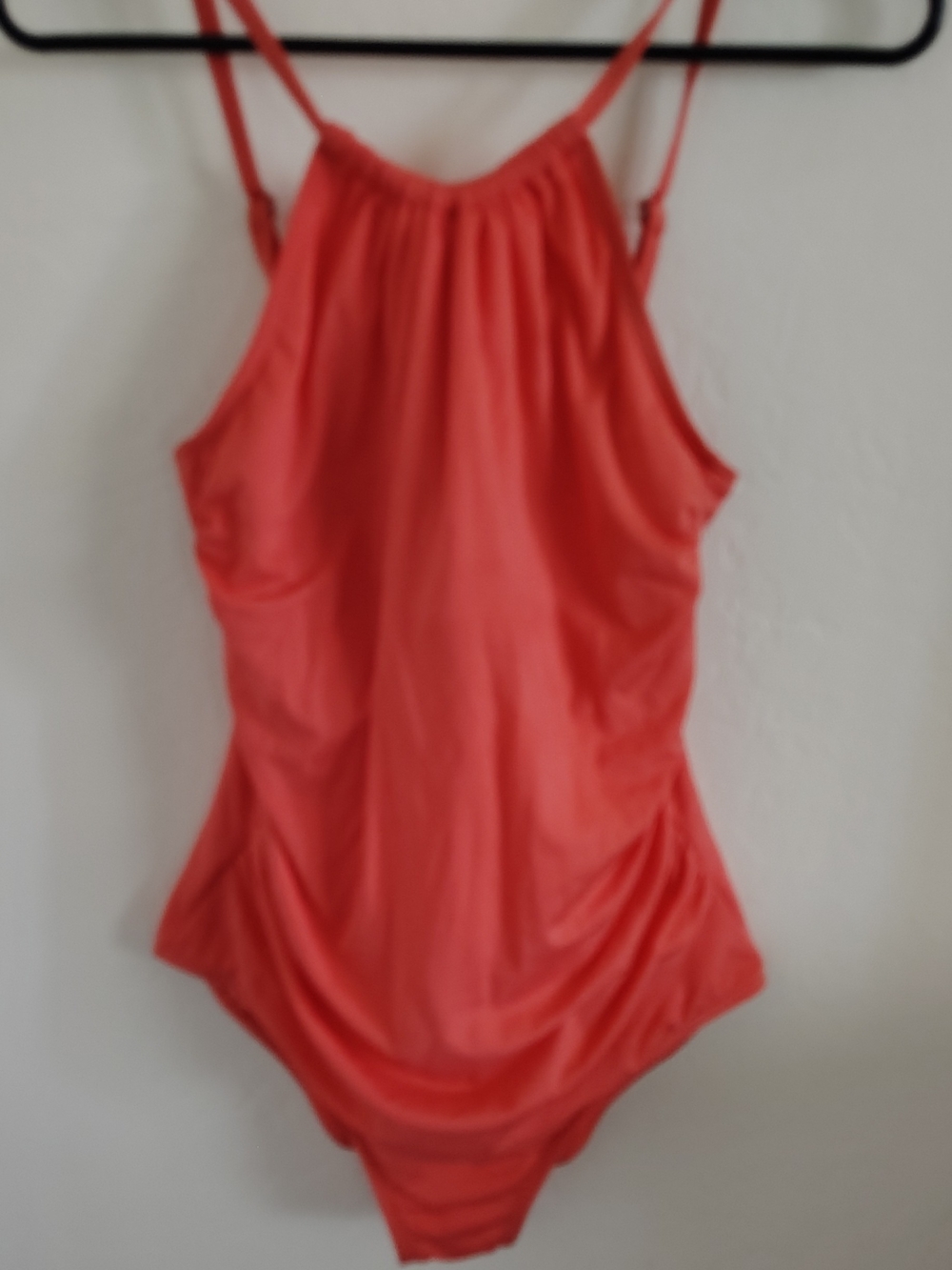 Bright Coral High-Neck One-Piece Swimsuit